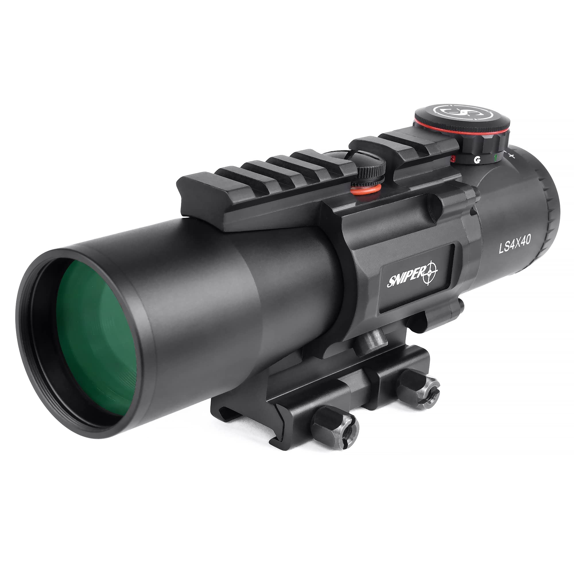 Sniper 4x prism scope tube shows durable one-piece aluminum housing for rugged use.
