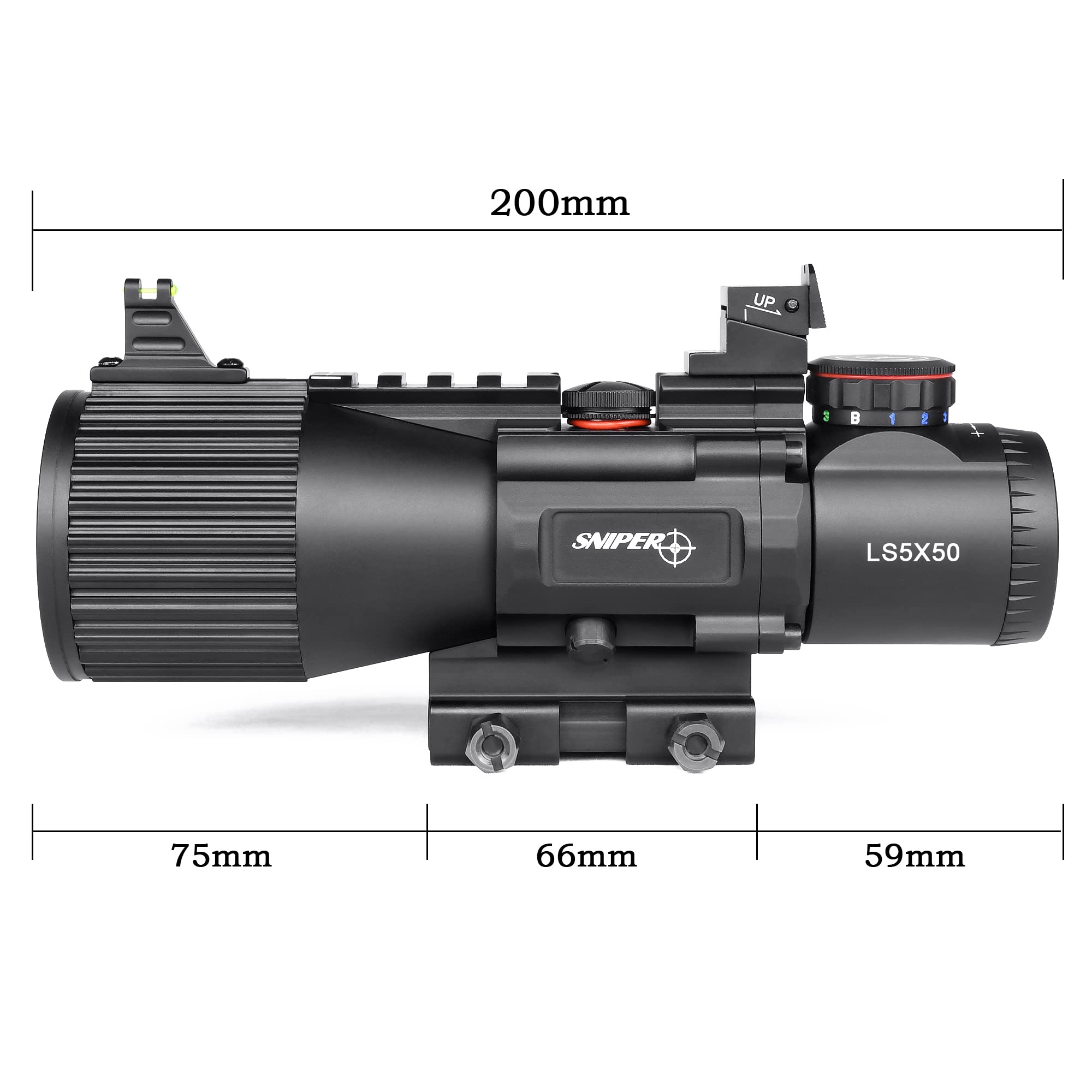 Sniper GIII LS5X50 aluminum tube with hard black matte finish for rugged reliability.