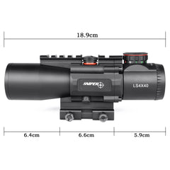 Sniper LS4X40 green reticle illumination boosts contrast in bright light.