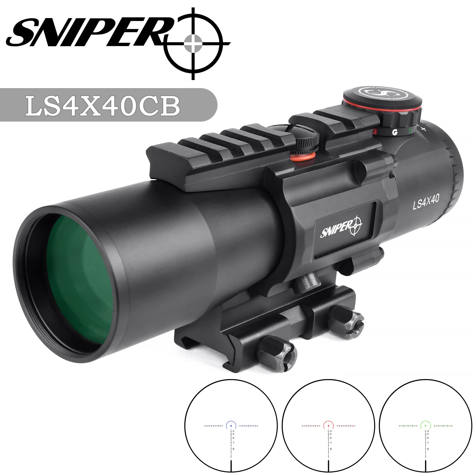 Sniper LS4X40 prism scope side profile demonstrates rugged form and all-weather durability.