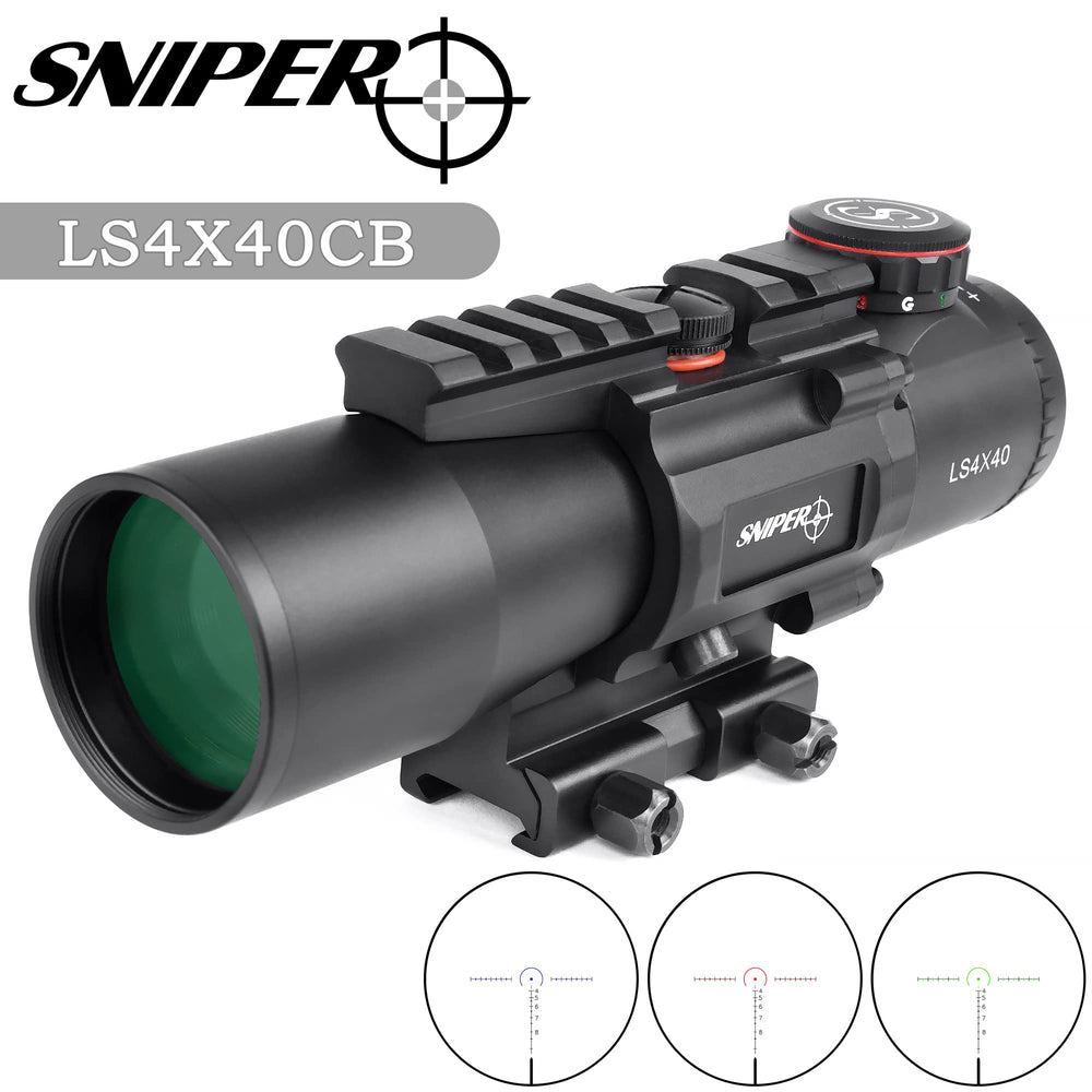 Sniper LS4X40 prism scope side profile demonstrates rugged form and all-weather durability.