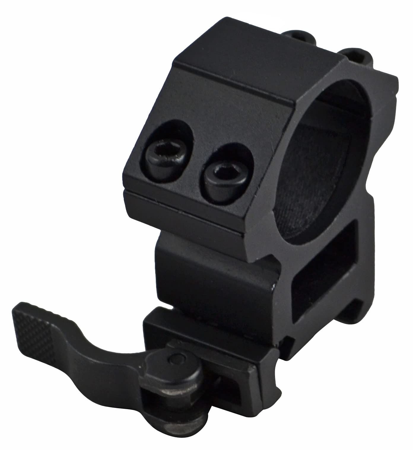 SNIPER Quick Detach Picatinny scope rings front view showing 1-inch mounting capability for rapid reaiming.