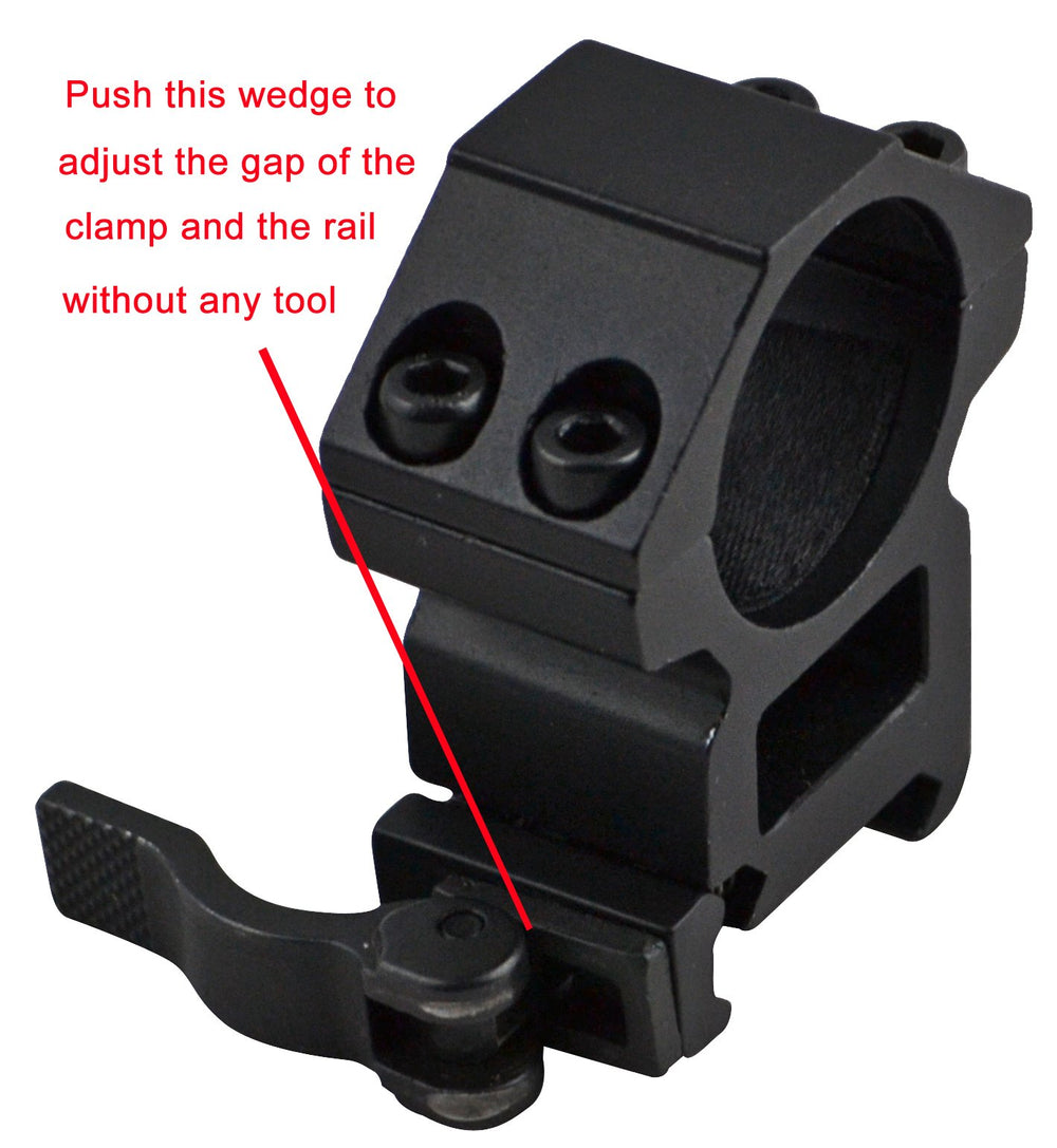 SNIPER Quick Detach rings side view highlighting precise alignment and secure clamping under recoil.