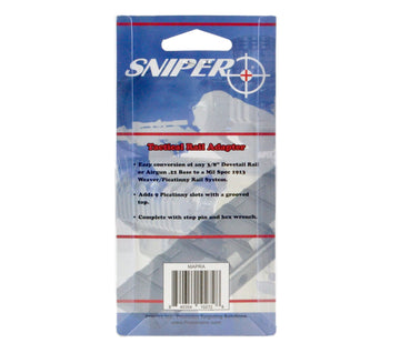 Sniper 9-slot picatinny rail enabled by the adapter for accessory mounting options.