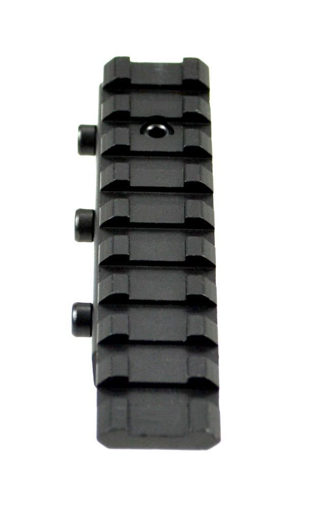 Sniper assembly on a dovetail rail illustrating the 3.94 inch grooved picatinny section.