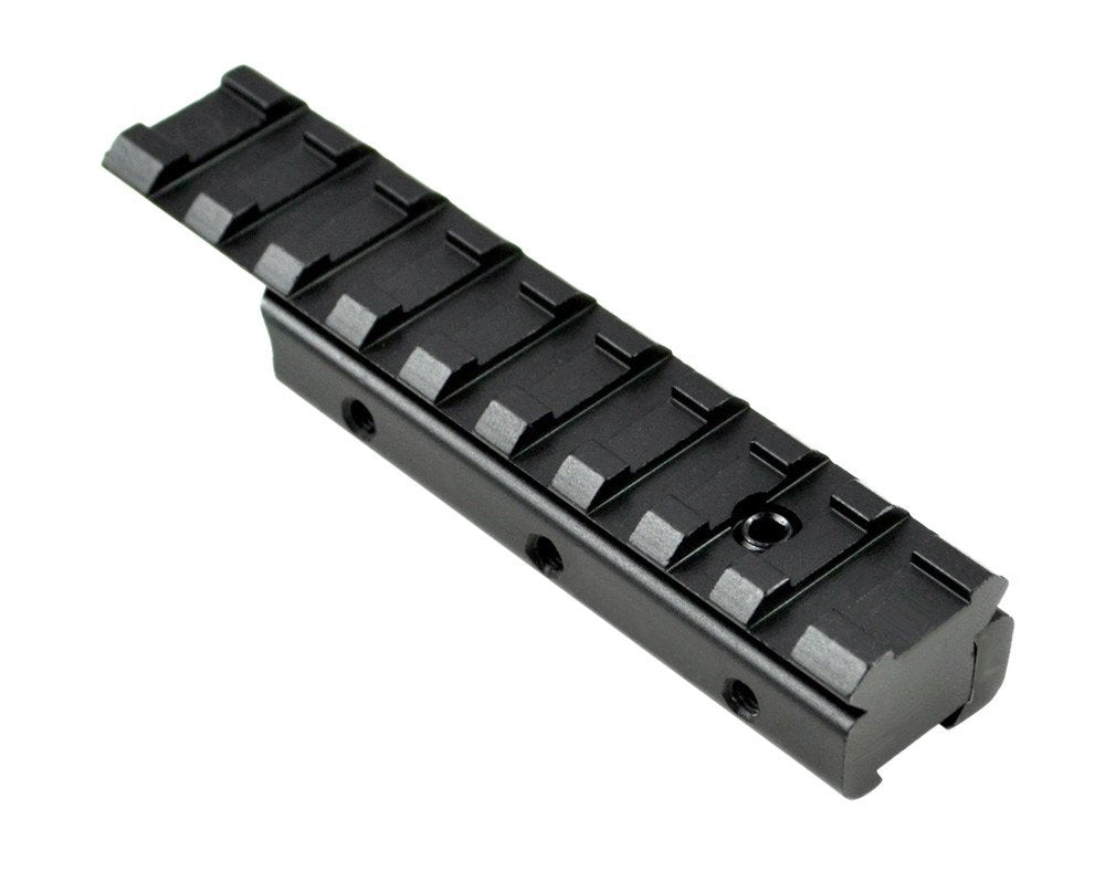 Sniper adapter side plate angle detail shows secure fit across 9mm to 15mm bases.