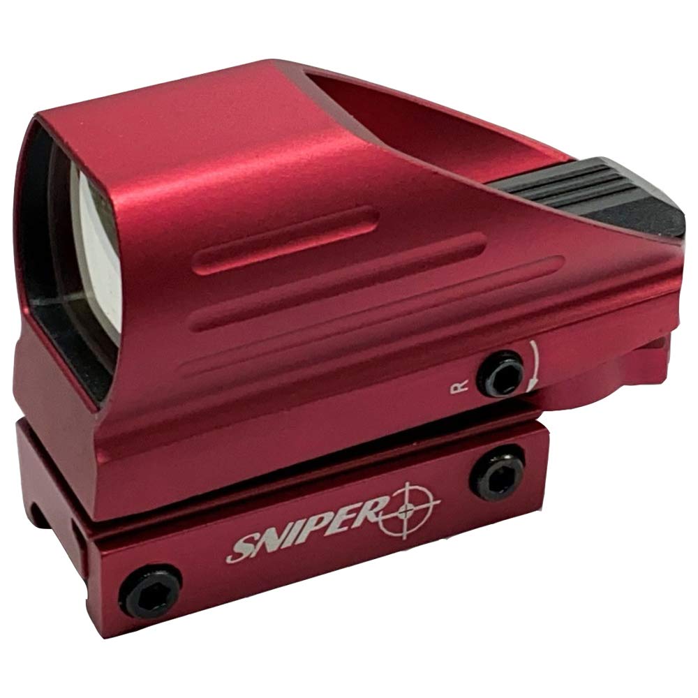 Sniper red and green dot sight front view for fast target acquisition.