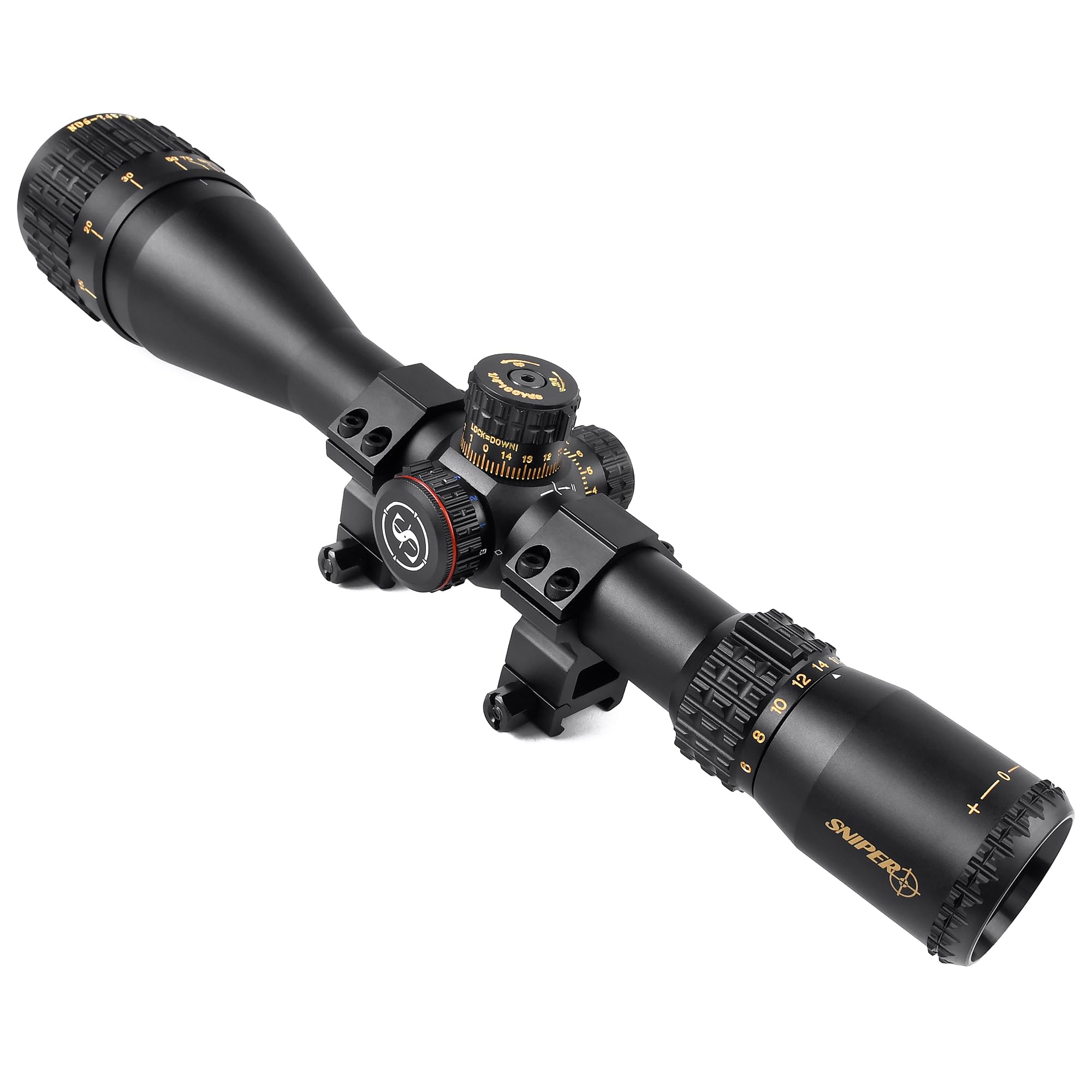 Sniper scopes 6-24x50 red-green-blue illuminated mil-dot reticle aids precise target acquisition at dawn or dusk