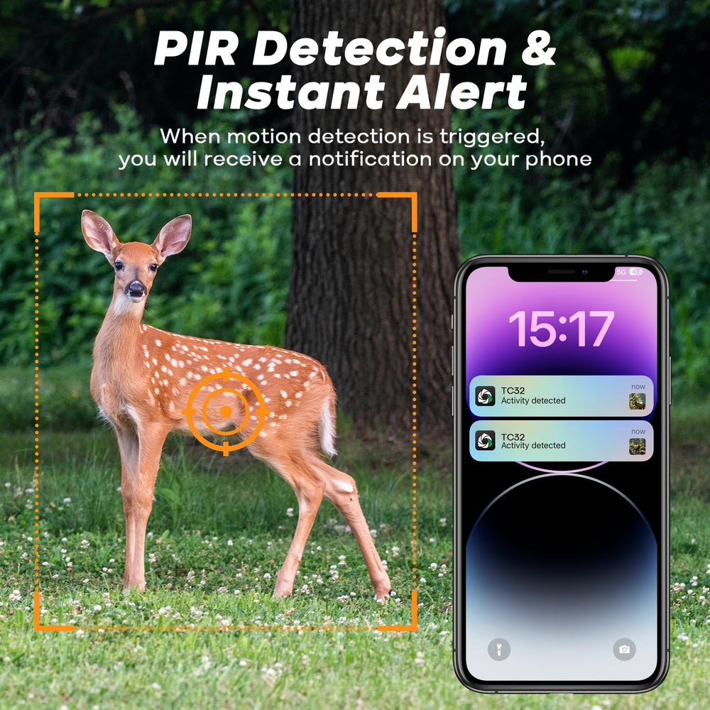 SniperView solar-powered trail camera highlighting off-grid operation and long battery life.