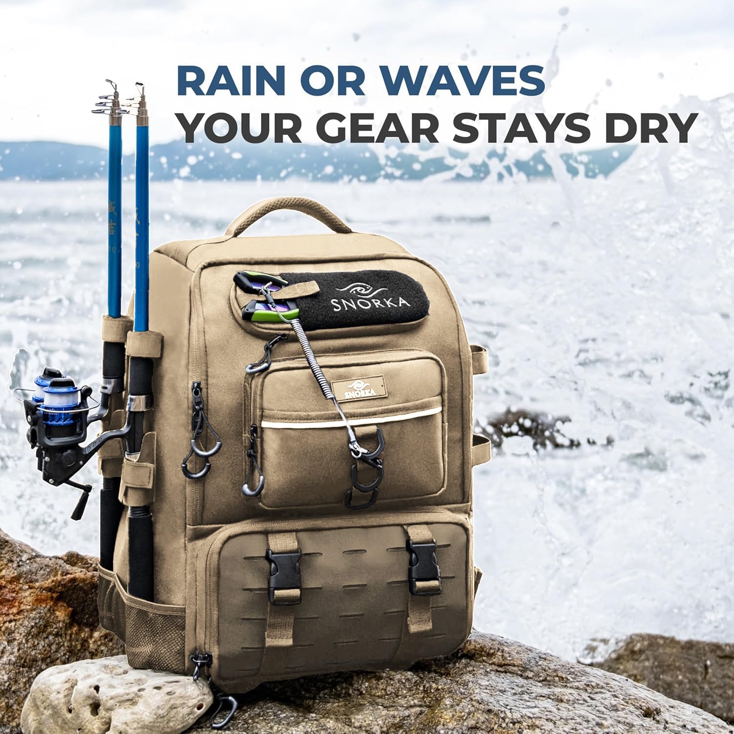 SNORKA 40L capacity supports weekend fishing trips with ample cargo space.