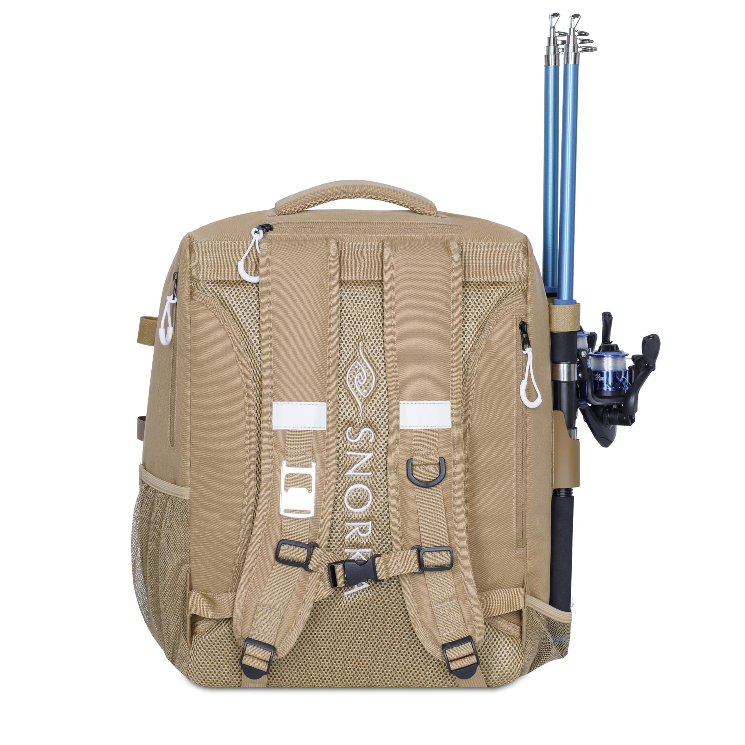 SNORKA padded back support keeps you comfortable through long days of casting.