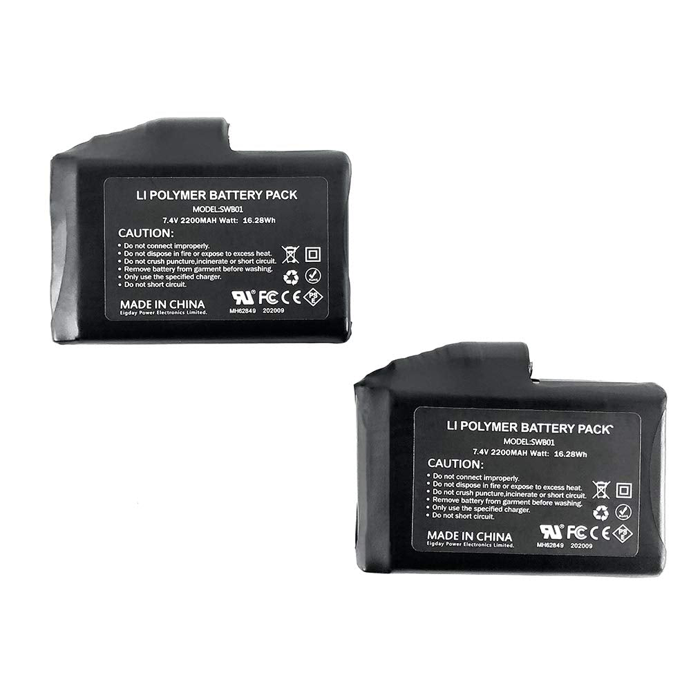 Snow Deer battery pack front view, compact 7.4V 2200mAh for heated gear.