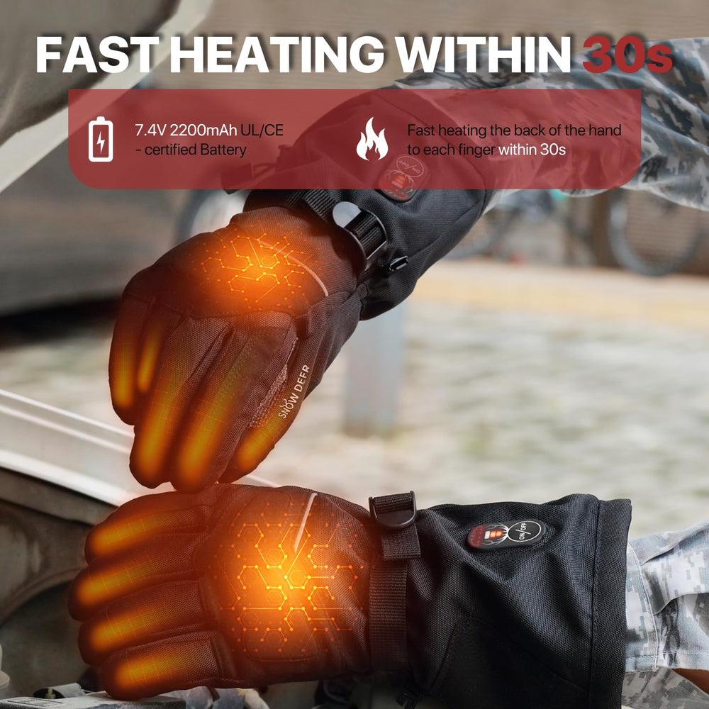 Snow DEER heated gloves waterproof layer keeps hands dry in wet conditions.