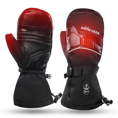 Snow Deer heated mittens back-of-hand heat area for quick warmth on the slopes.