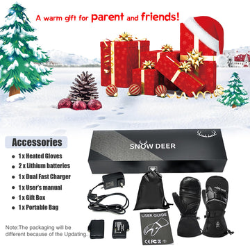 Snow Deer heated mittens dual charger keeps batteries ready for next day.