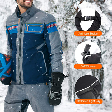 Snow Deer heated mittens five-layer windproof construction seals warmth on windy days.