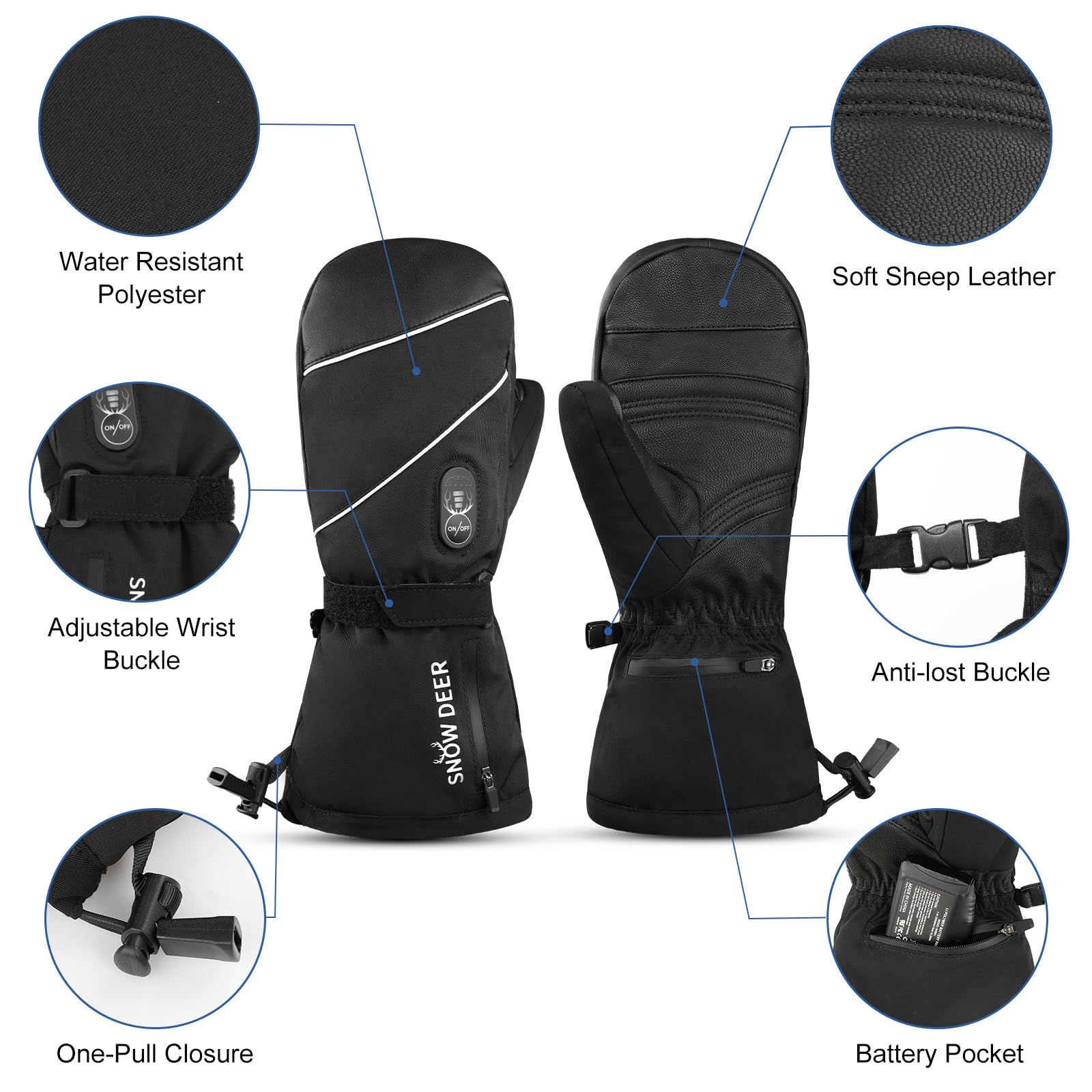 Snow Deer heated mittens skiing-use shows ideal warmth during alpine adventures.