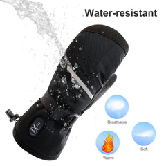 SNOW DEER heated mittens showing water resistance and windproof exterior