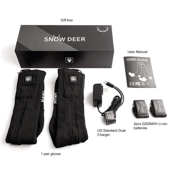SNOW DEER heated socks powered by 2200mAh battery for extended wear