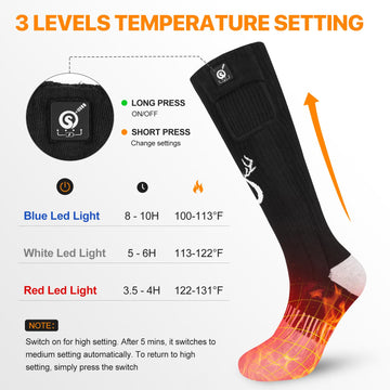 SNOW DEER heated socks coverage toes top bottom reveals full-foot warmth potential.