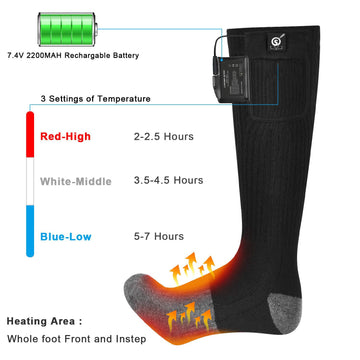Snow Deer heated socks provide full-foot coverage for comfort in extreme winter outdoor activities.