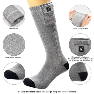 SNOW DEER heated socks with a one-year warranty for reliability.
