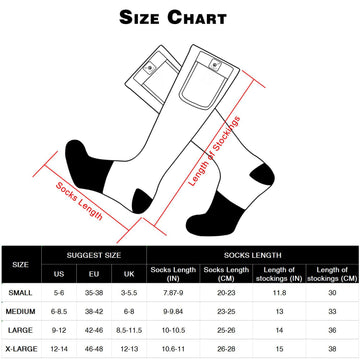 Snow Deer heated socks ideal for outdoor winter use like skiing and hiking.