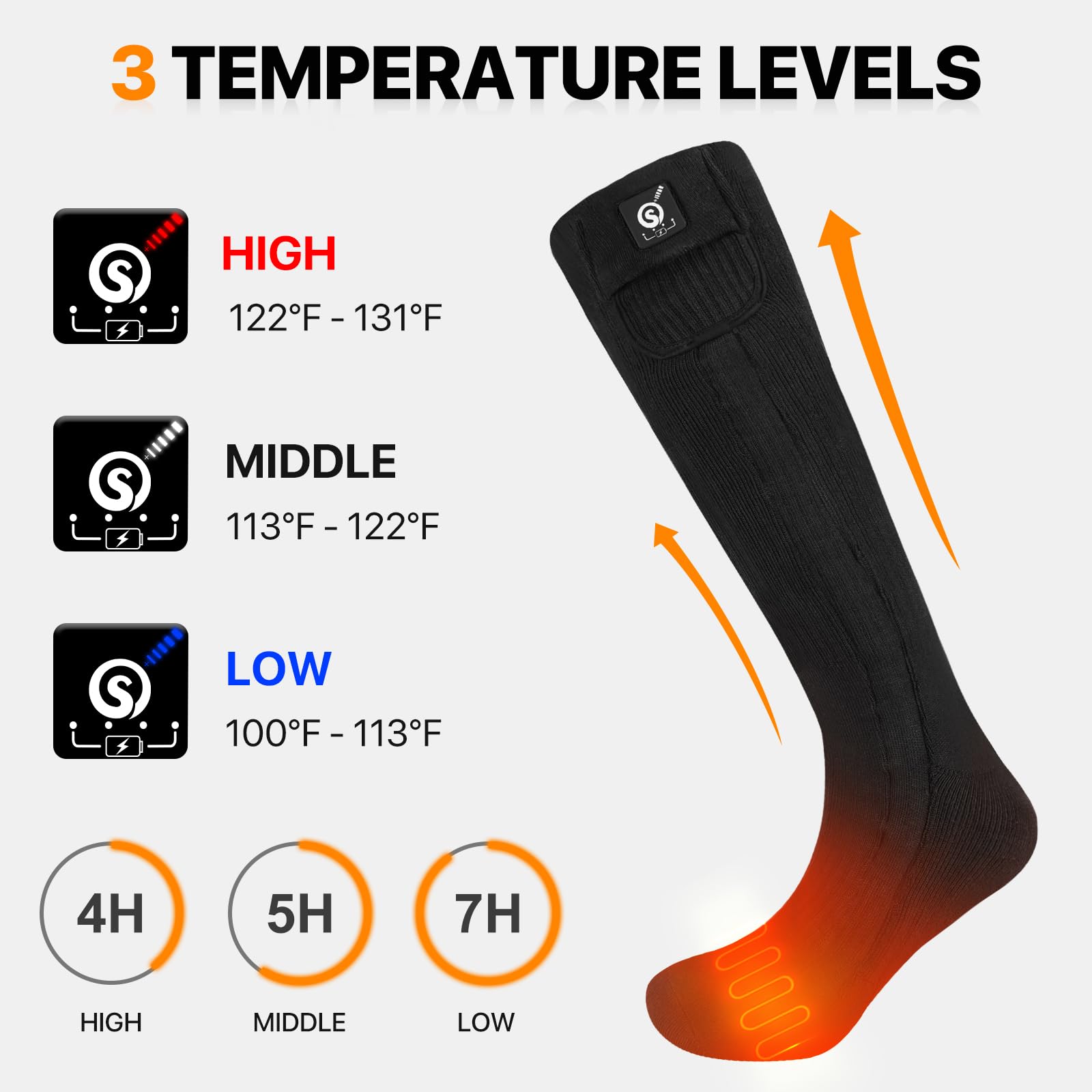 Snow Deer heated socks rechargeable-battery ensure convenient, long-lasting warmth.