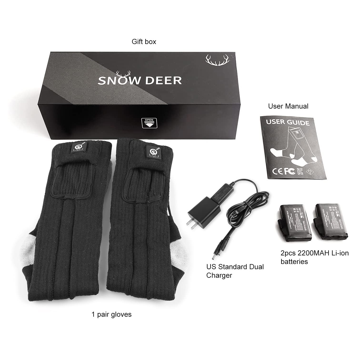 Snow Deer heated socks suitable for skiing and snow sports in cold weather.
