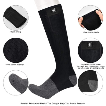 Snow Deer heated socks feature simple touch-button temperature control for easy adjustments.