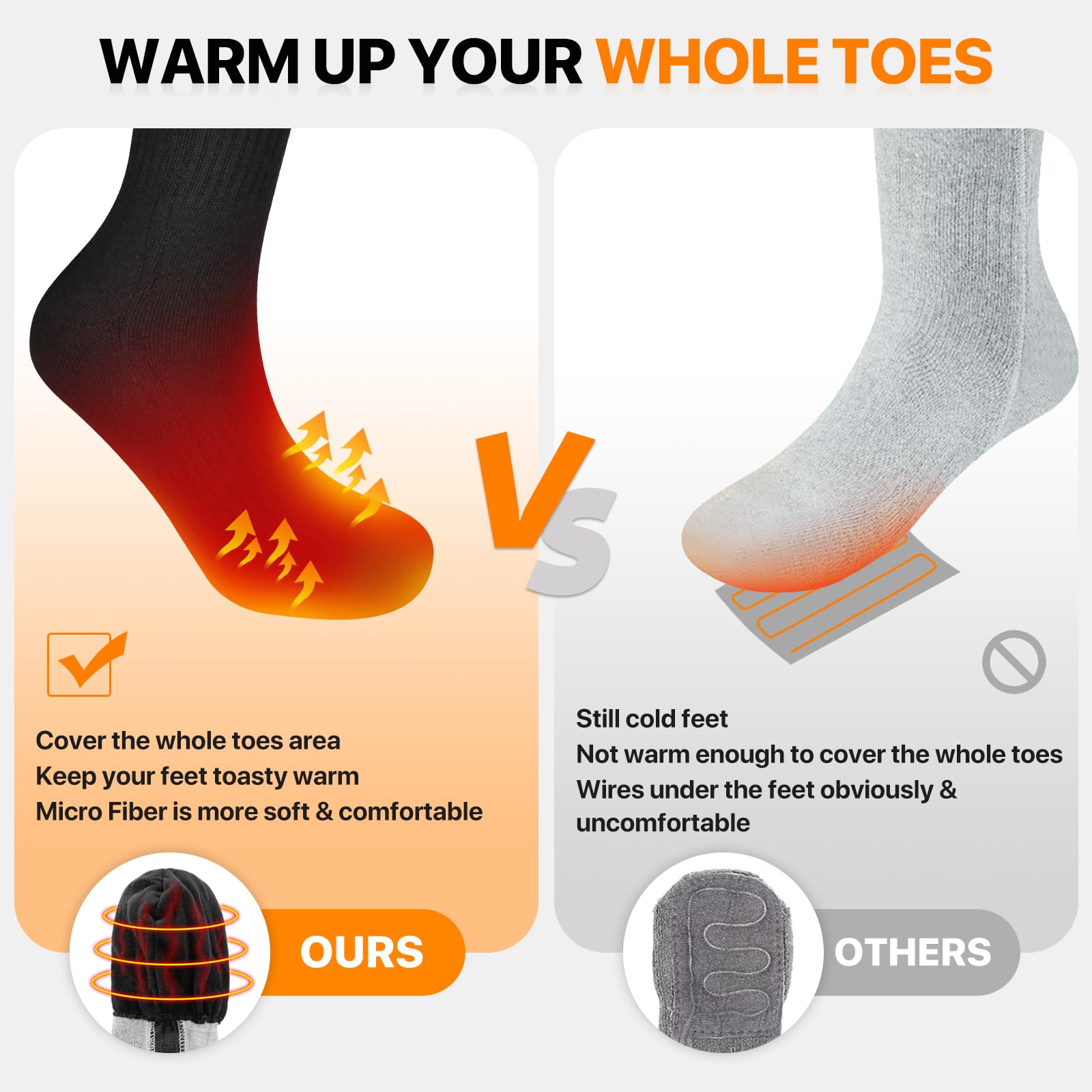 Snow Deer heated socks three-heat-levels allow customizable comfort.