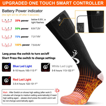 SNOW DEER heated socks battery-powered warmth and touch-button control