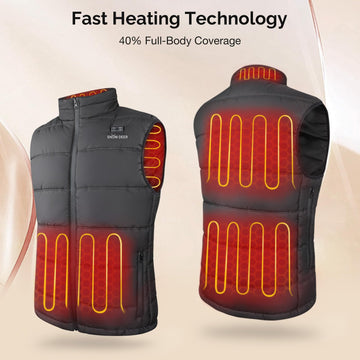 SNOW DEER heated vest for women, back view, full-coverage warmth for chilly days.