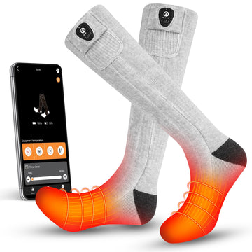 SNOW DEER heated socks toe heating closeup showing targeted warmth for toes.