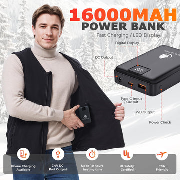 SNOW LEOPARD 16000mAh battery pocket powers warmth on the go