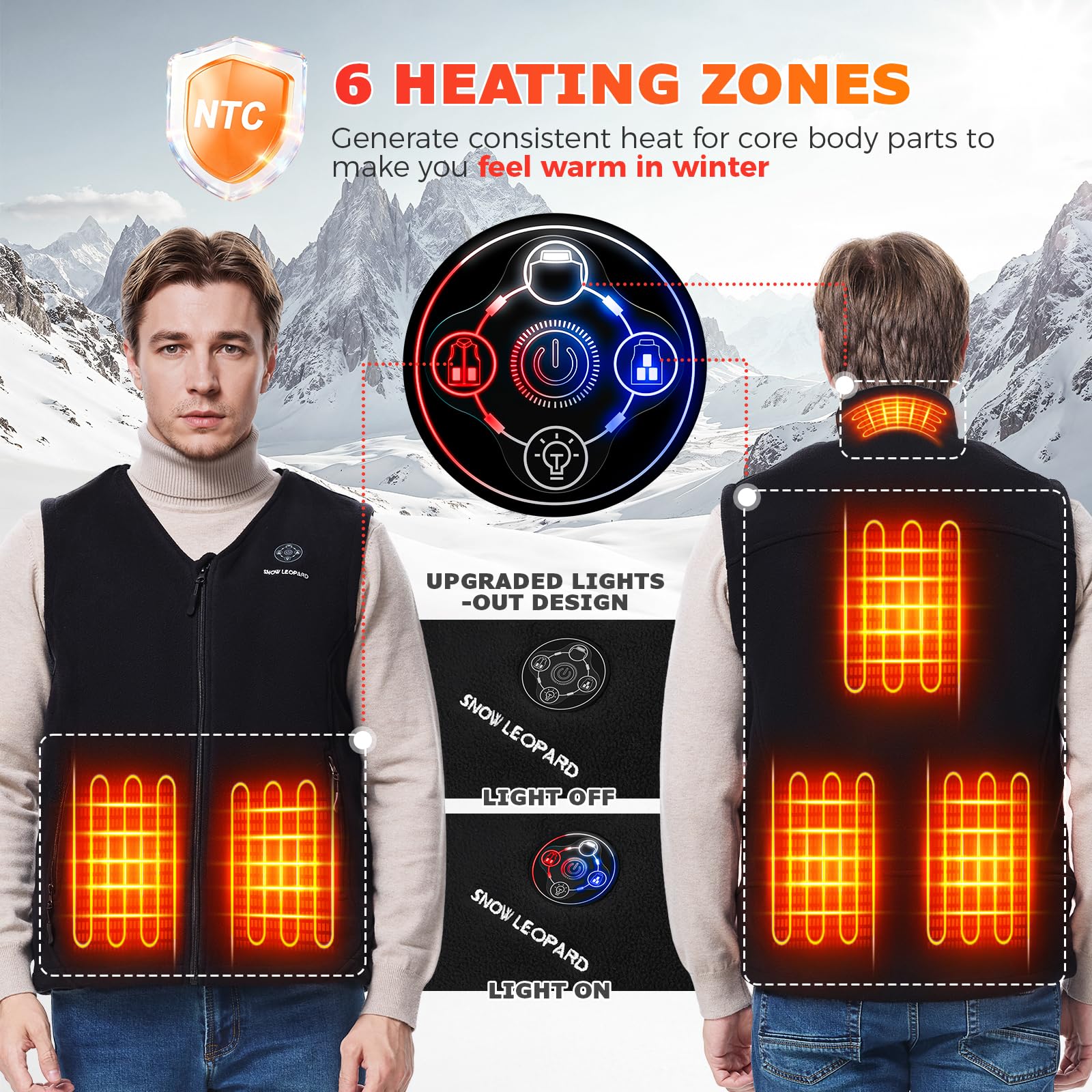 Snow Leopard heated vest battery pack included for extended warmth