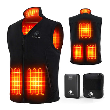 SNOW LEOPARD heated vest front heat pads provide quick warmth on the trail