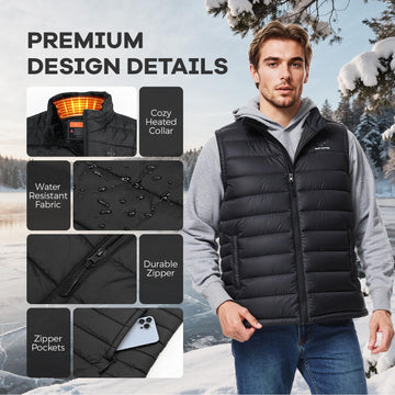 SNOW LEOPARD heated vest worn during winter outdoor sports and activities
