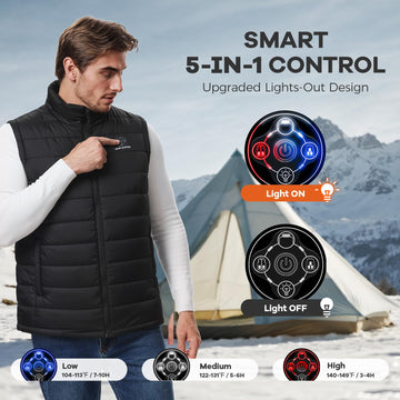 SNOW LEOPARD heated vest stand-up collar detail for added warmth