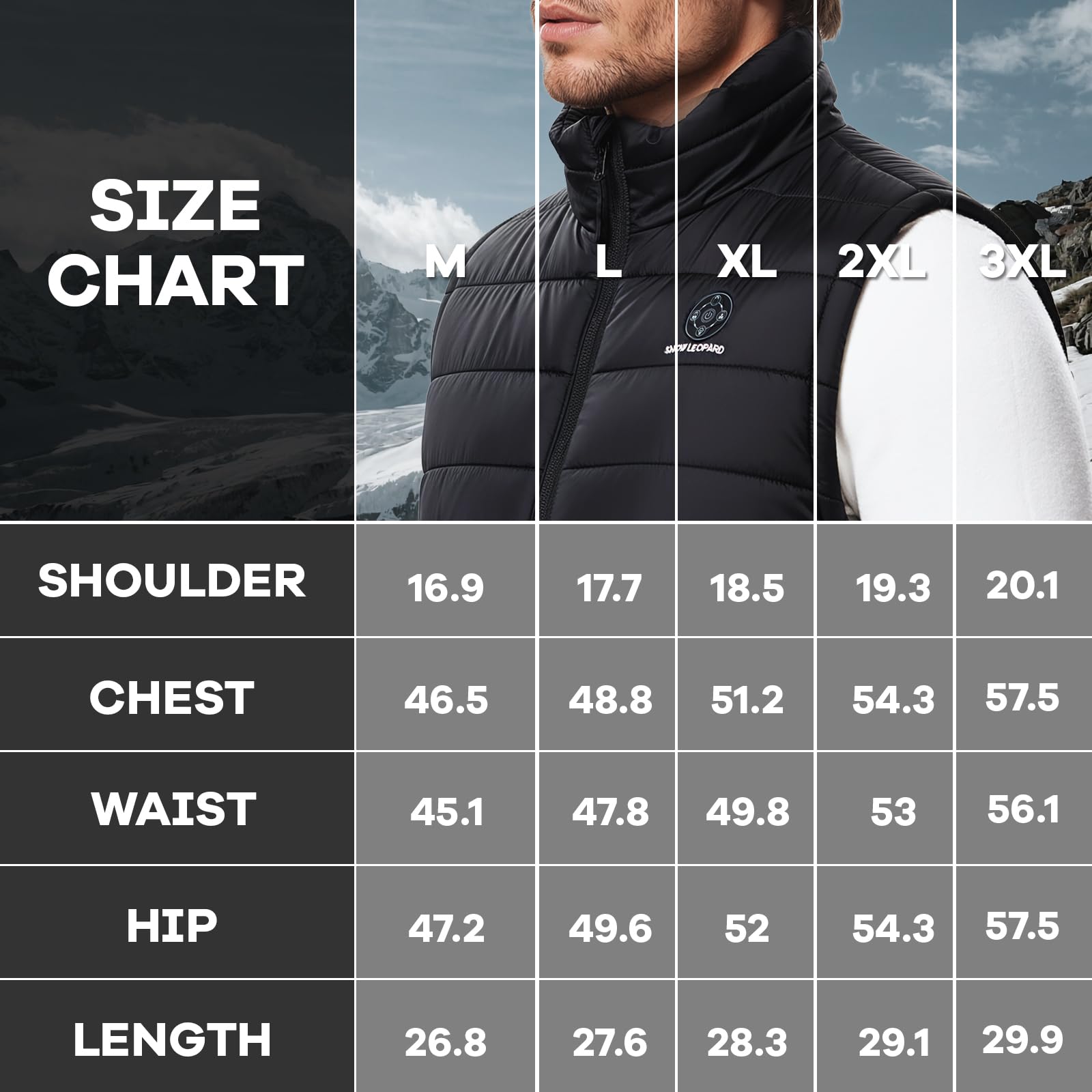 SNOW LEOPARD heated vest with water-resistant finish for winter days