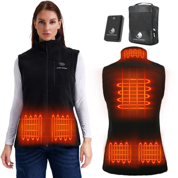 SNOW LEOPARD heated vest with battery pack for all-day warmth and portable charging.