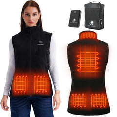 SNOW LEOPARD heated vest with battery pack for all-day warmth and portable charging.