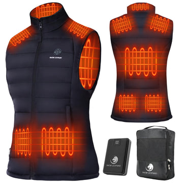 Snow Leopard women's heated vest front view showing core warmth for outdoor activities