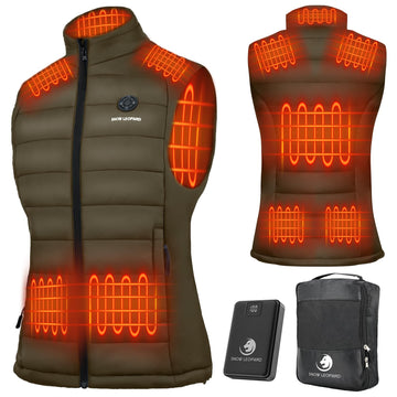 SNOW LEOPARD women's heated vest front view showing core warmth