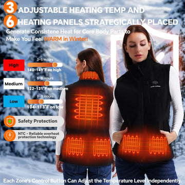 SNOW LEOPARD heated vest back heat zone supports even warmth during outdoor activities.