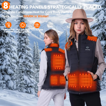Snow Leopard heated vest demonstrates wind- and snow-resistant nylon for harsh weather