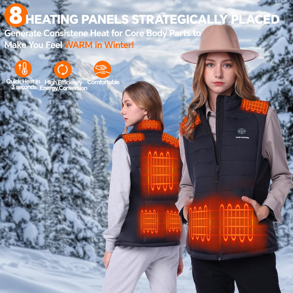 Snow Leopard heated vest demonstrates wind- and snow-resistant nylon for harsh weather
