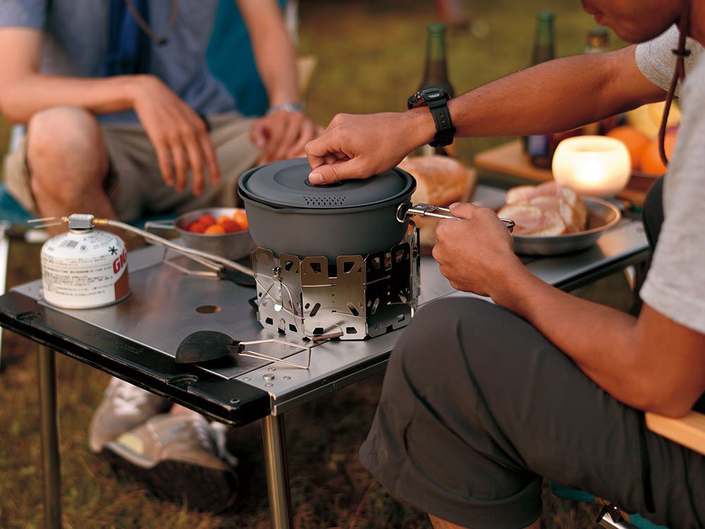 Snow Peak 1500 Cookset fluorine non-stick coating reduces sticking during cooking