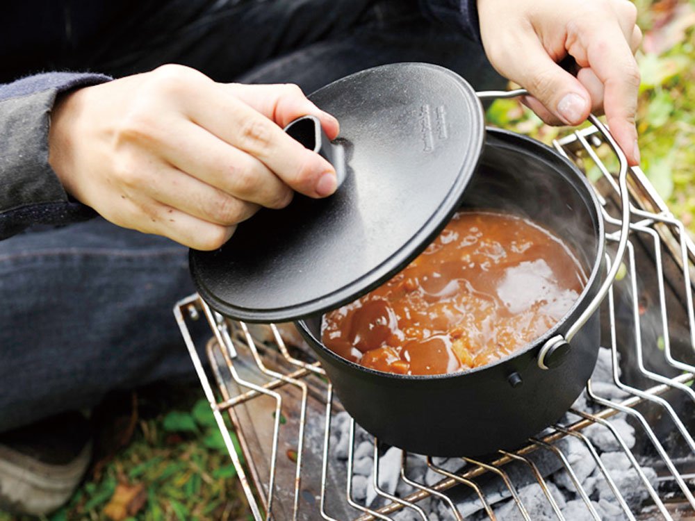 Snow Peak Cast Iron Duo Cooker plate two doubles as extra skillet for meals