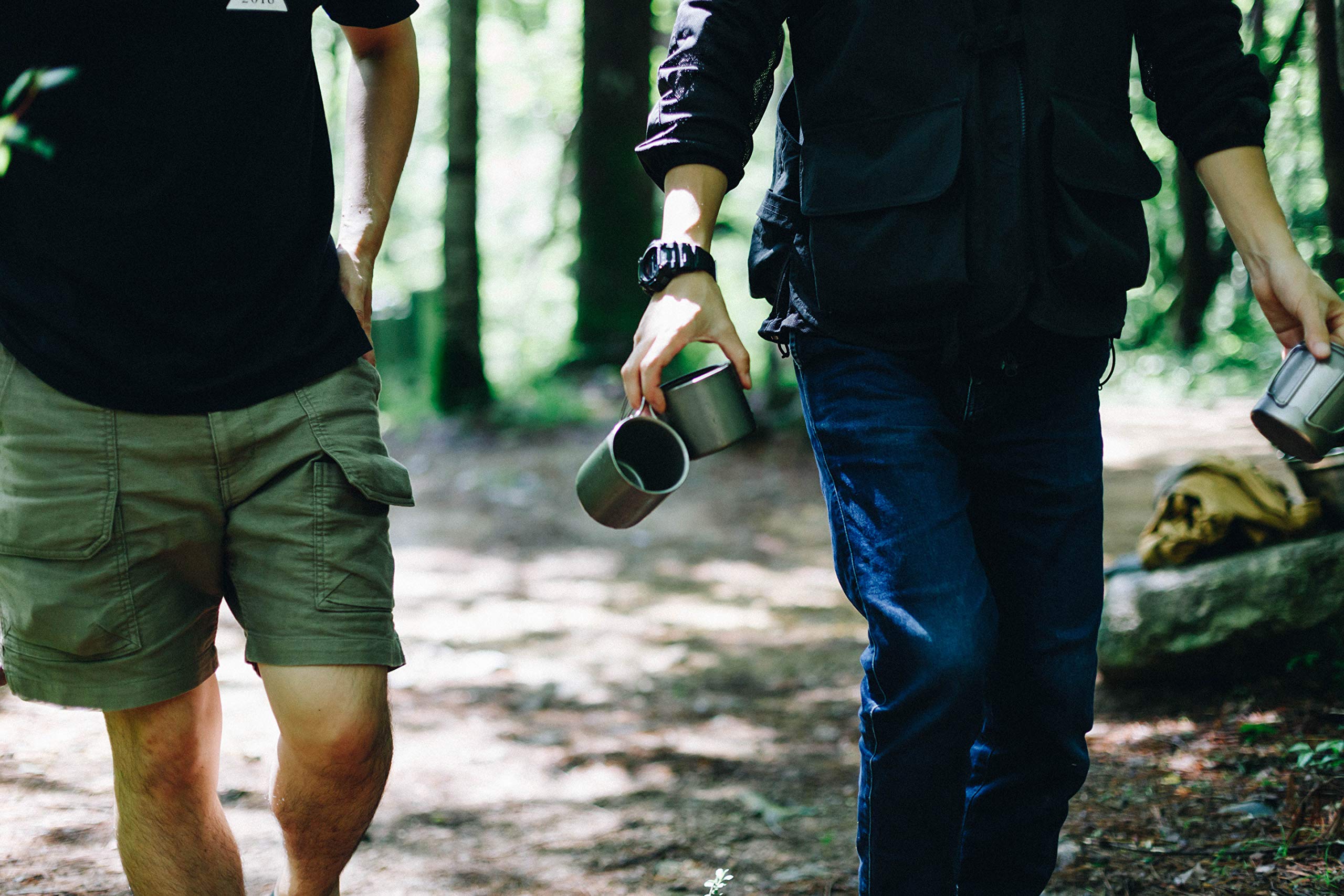 Snow Peak double-wall mug packs flat for compact storage between trips